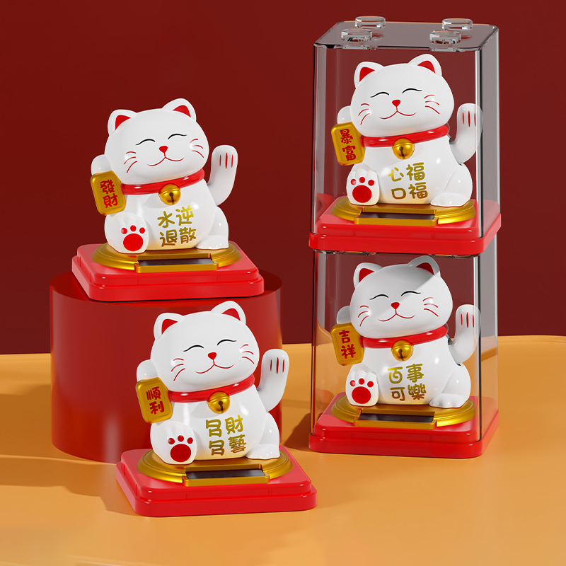 Custom Logo Solar Hand Shake Lucky Cat | Premium Corporate Gifts and Promotional Gifts
