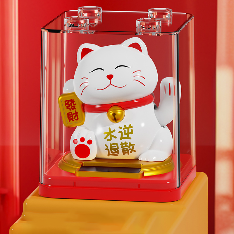 Custom Logo Solar Hand Shake Lucky Cat | Premium Corporate Gifts and Custom Gifts