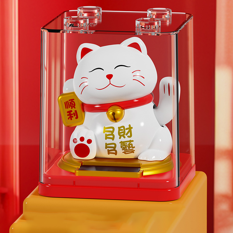 Custom Logo Solar Hand Shake Lucky Cat | Premium Corporate Gifts and Custom Gifts