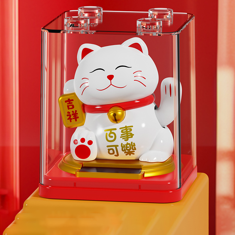 Custom Logo Solar Hand Shake Lucky Cat | Premium Corporate Gifts and Custom Gifts