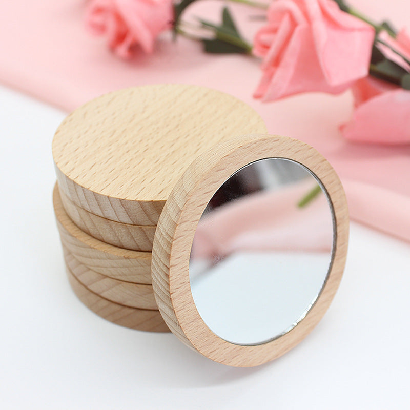 Custom Logo Solid Wood Small Round Mirror | Premium Corporate Gifts and Custom Gifts