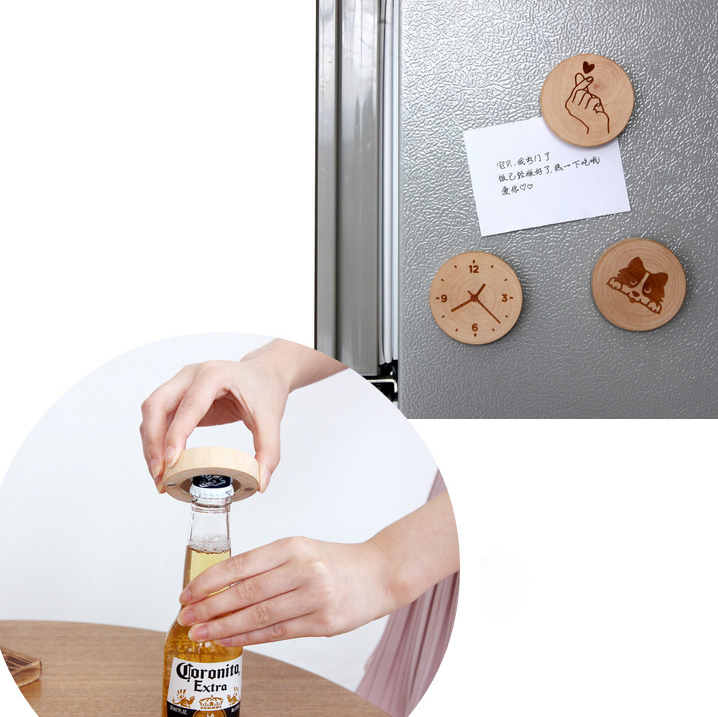 Custom Logo Solid wood bottle opener refrigerator magnet | Premium Corporate Gifts and Custom Gifts