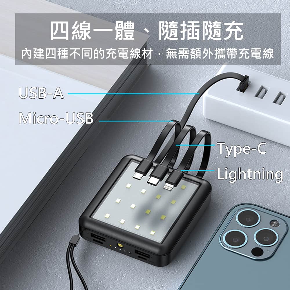 Custom Logo Outdoor Camping Four-Wire Power Bank | Premium Corporate Gifts and Promotional Gifts