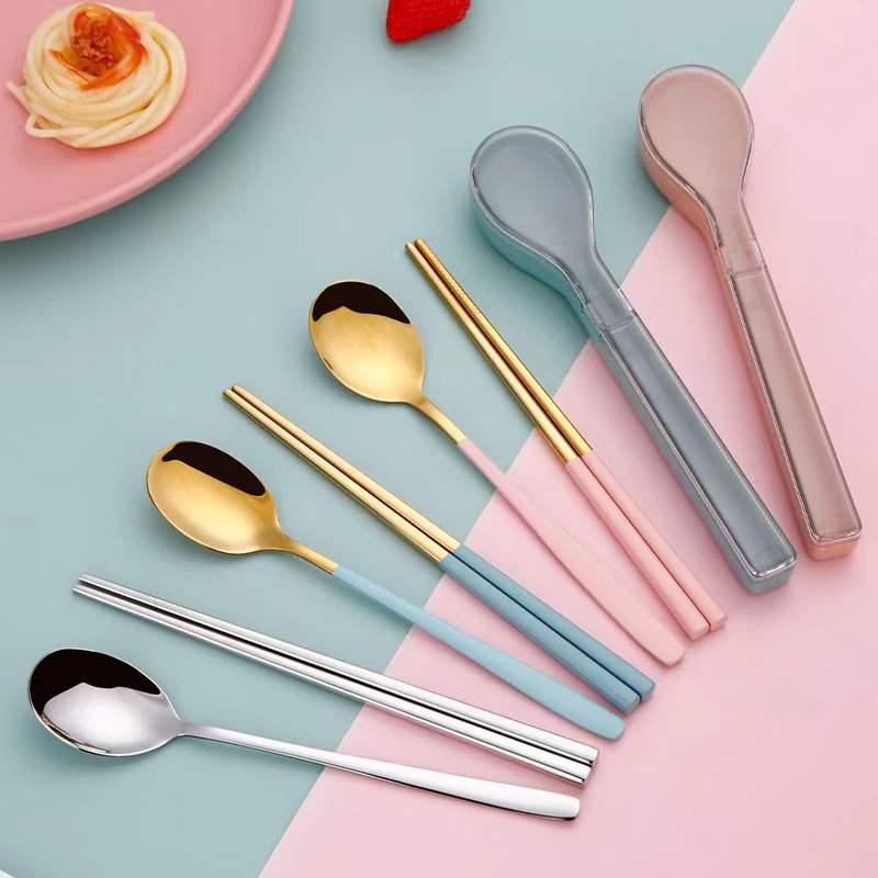 Custom Logo Stainless steel spoon and chopsticks two-piece set | Premium Corporate Gifts and Promotional Gifts