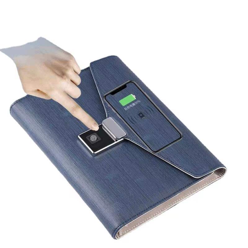 Custom Logo Fingerprint Unlocked Wireless Charging Power Notebook | Premium Corporate Gifts and Promotional Gifts