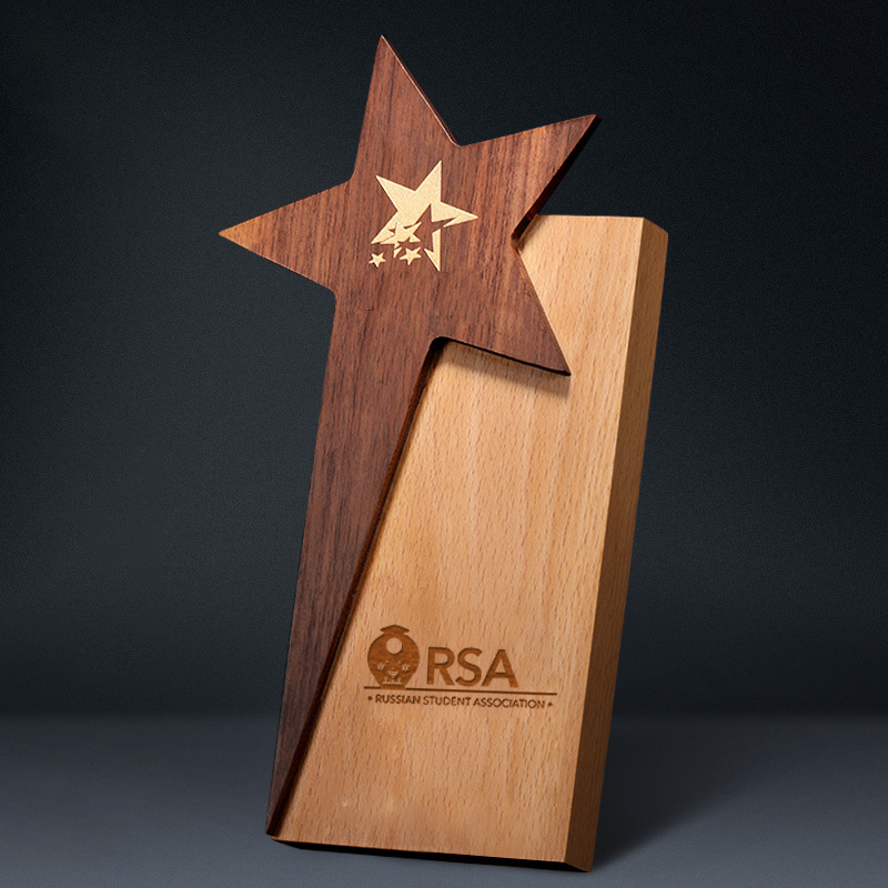 Custom Logo Wooden Star Trophy | Premium Corporate Gifts and Promotional Gifts