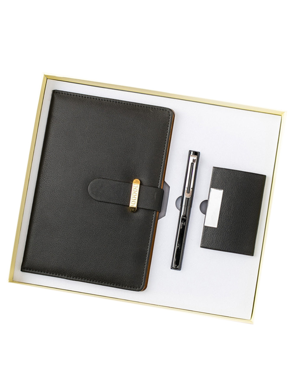 Custom Logo Business Notebook & Business Card Holder 3-Piece Set Gift Box | Premium Corporate Gifts and Promotional Gifts