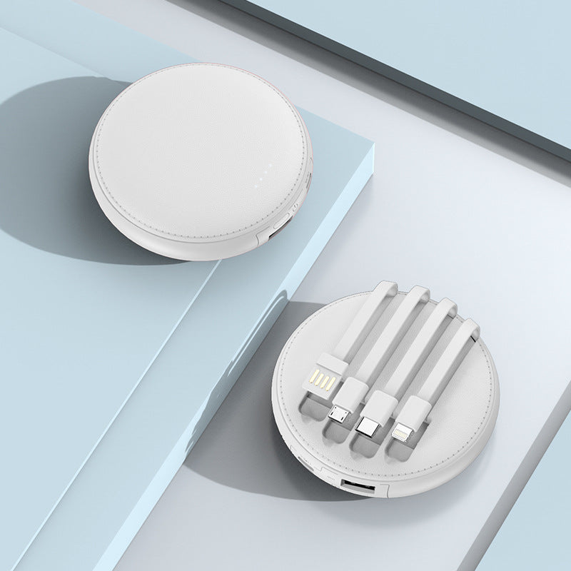 Custom Logo Round power bank with wire | Premium Corporate Gifts and Promotional Gifts