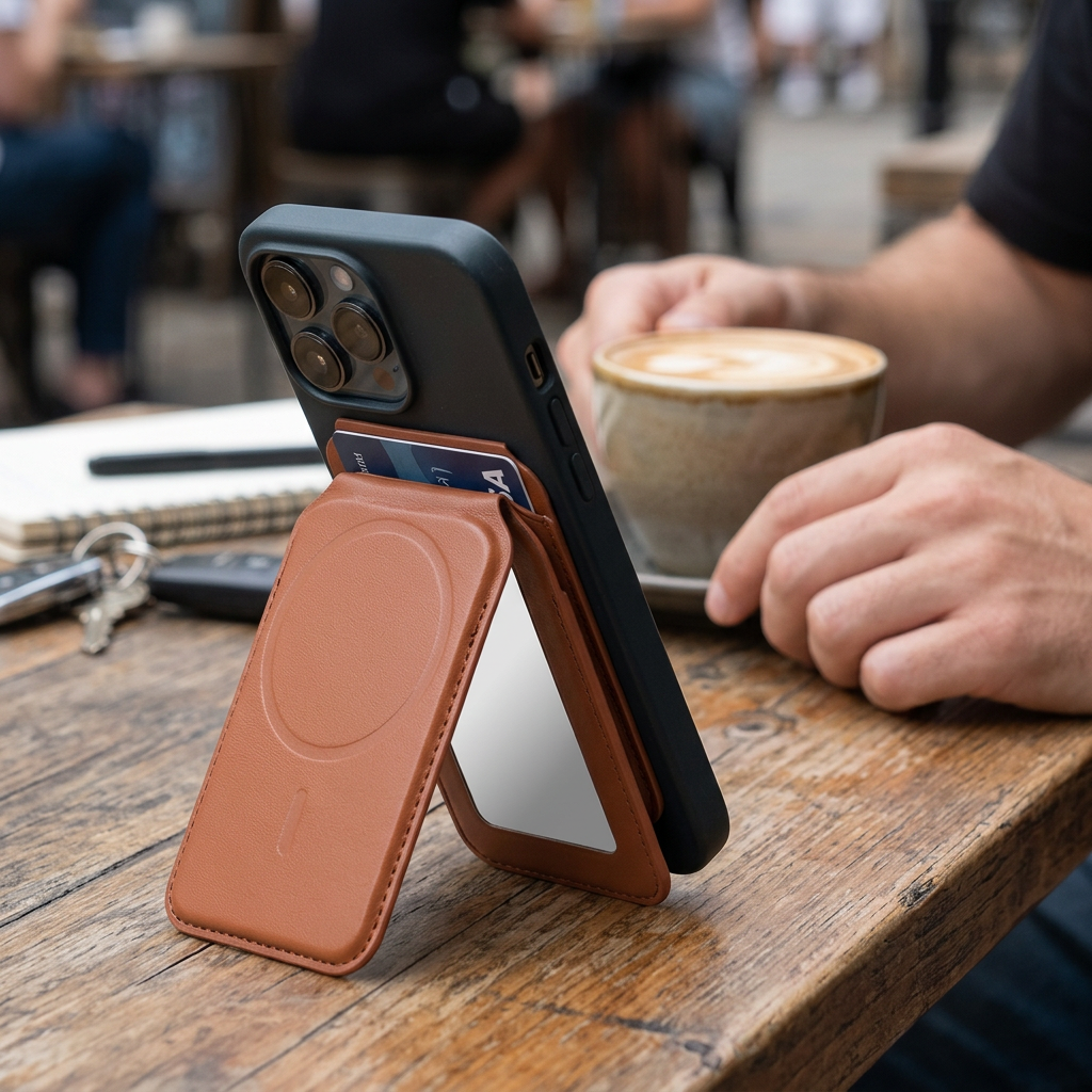 Custom Logo Magnetic Mirror Phone Card Holder Stand