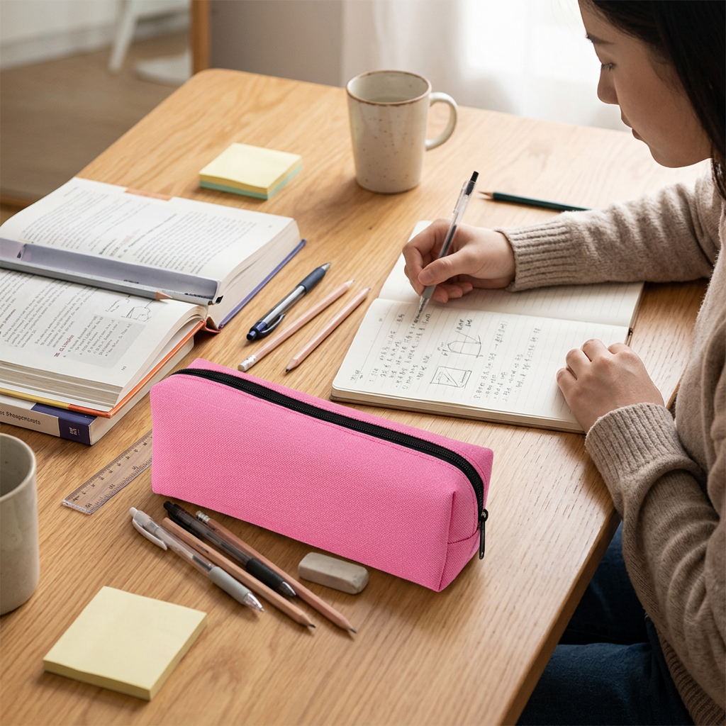 Custom Logo Solid Color Oxford Cloth Pencil Bag