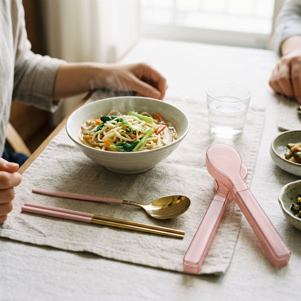 Custom Logo Stainless Steel Spoon and Chopsticks Two-piece Set