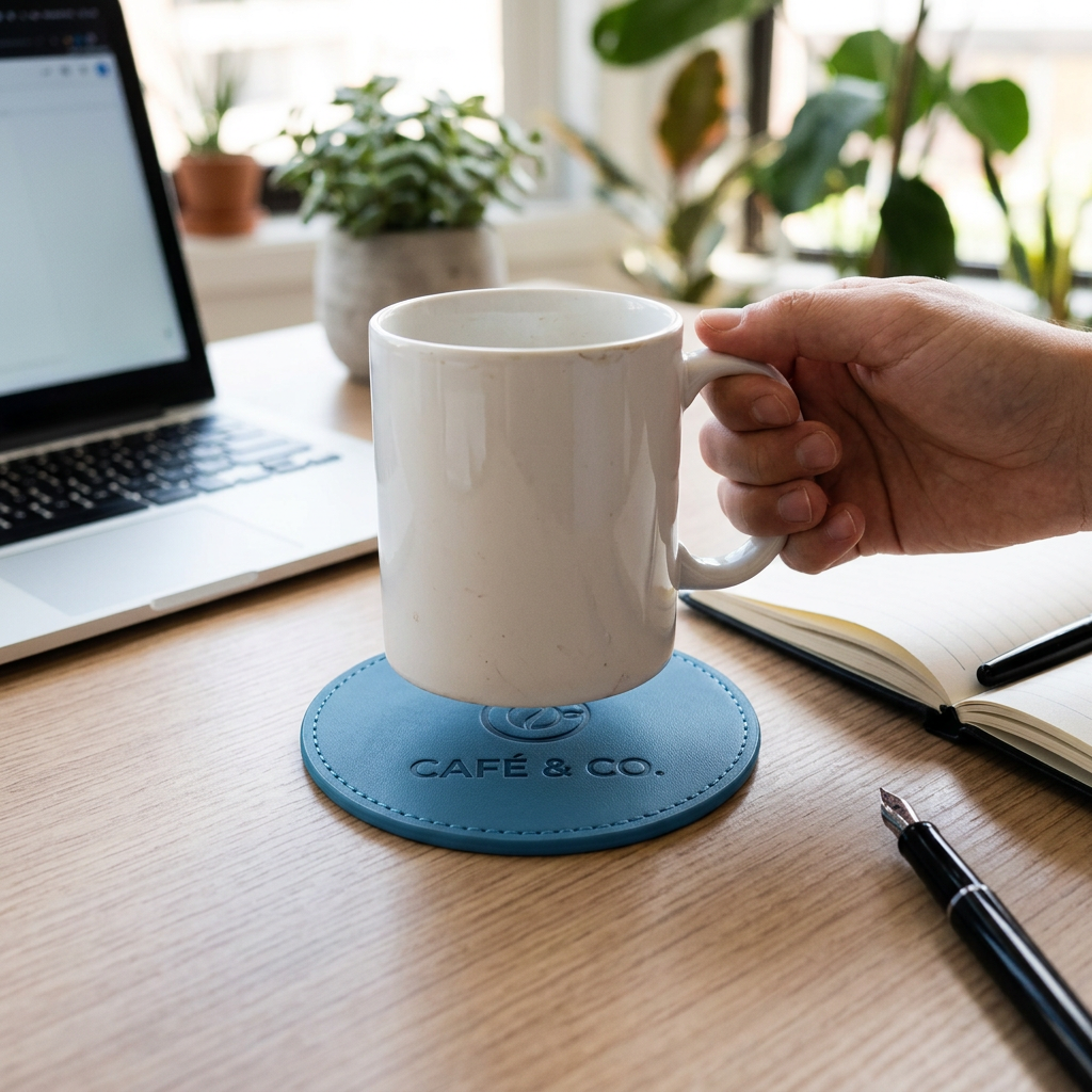 Custom Logo PU Leather Coaster