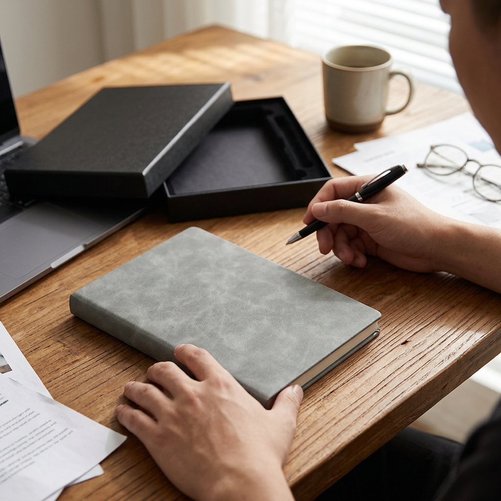 Custom Logo Leather Business Notebook Set