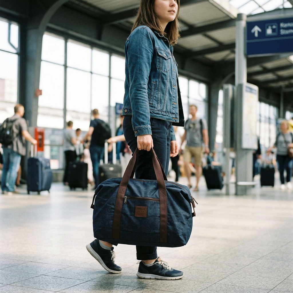 Custom Logo Travel Denim Folding Luggage Bag