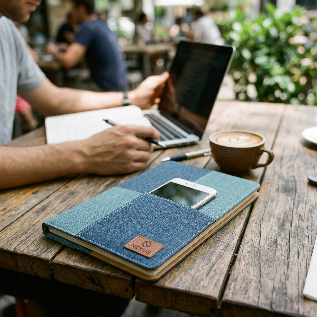 Custom Logo Spliced Cloth Pattern Business Notebook