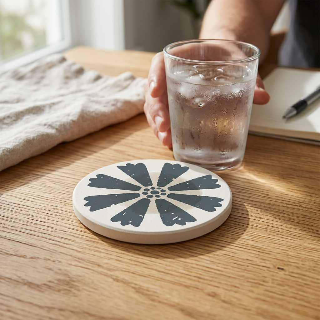 Custom Logo Diatomaceous Earth Absorbent Coaster