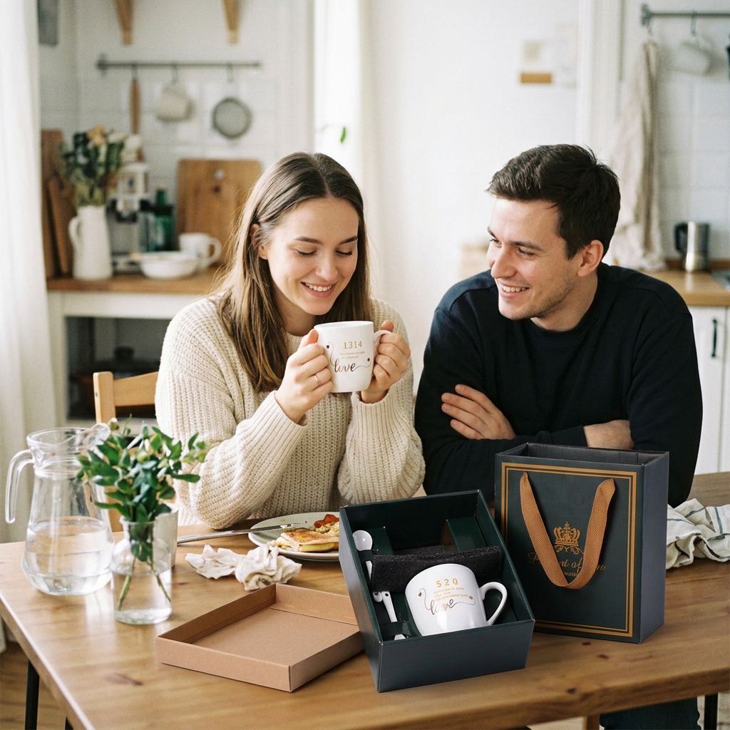 Custom Logo Couple Pair Cup Gift Box