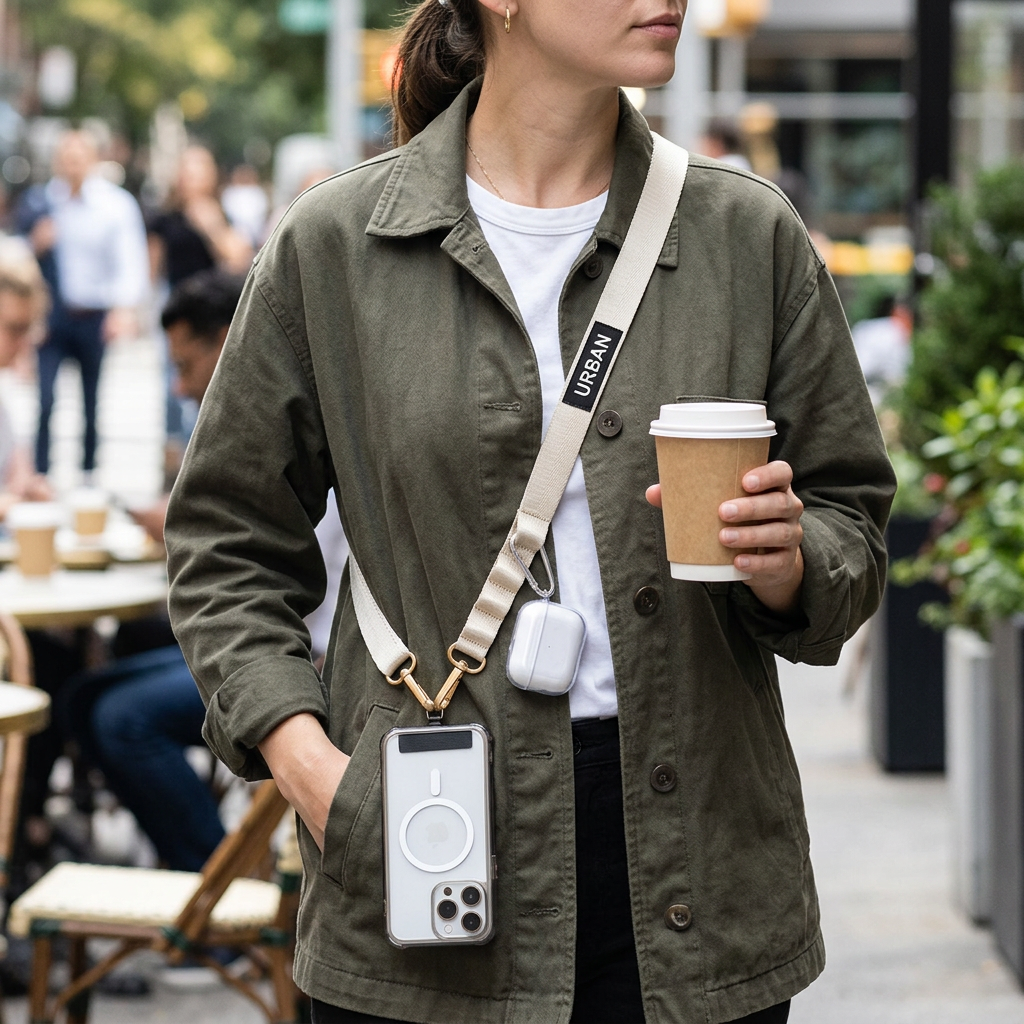 Custom Logo Metal Diagonal Strap Mobile Phone Lanyard