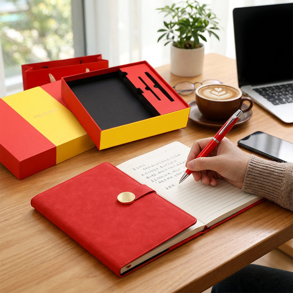 Custom Logo Round Buckle Notebook Advertising Pen Gift Box