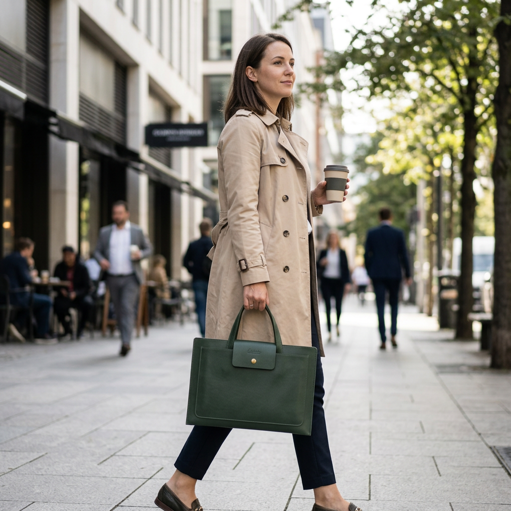 Custom Logo Leather Laptop Bag Briefcase