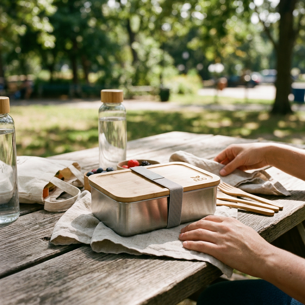 Custom Logo Stainless Steel Bamboo Lid Bento Box