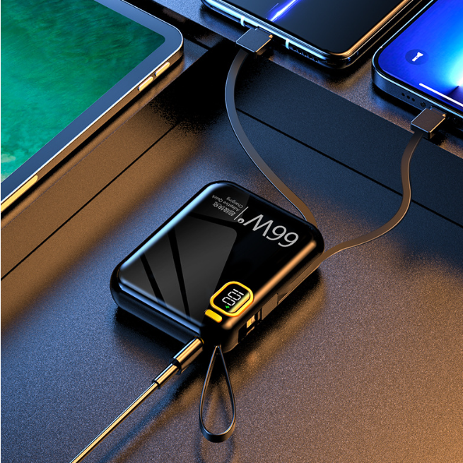 Custom Logo Compact power bank with cable lanyard | Premium Corporate Gifts and Promotional Gifts
