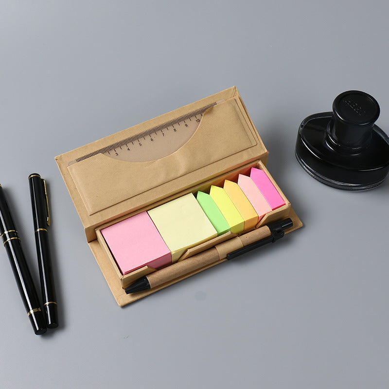 Custom Logo Eco-friendly sticky note paper combination with pen and ruler | Premium Corporate Gifts and Custom Gifts
