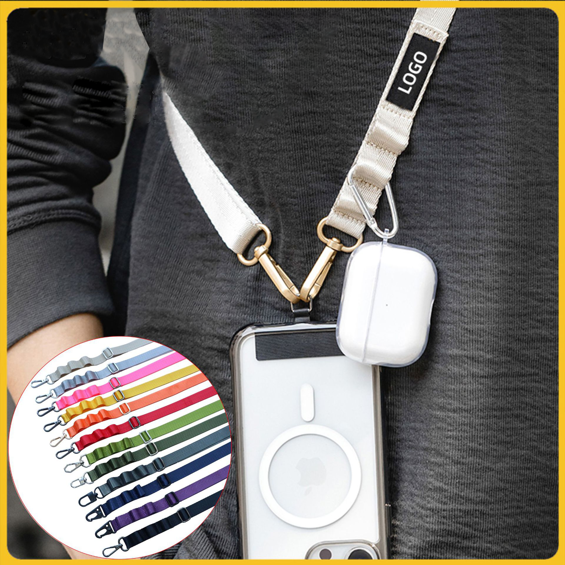 Custom Logo Metal Diagonal Strap Mobile Phone Lanyard | Premium Corporate Gifts and Promotional Gifts