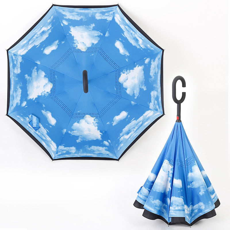 Rainbow Non-Dripping Reverse Umbrella, view 7 of 11