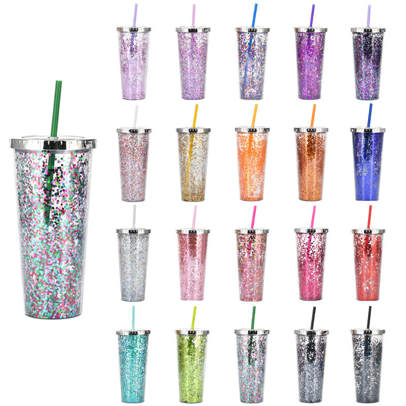 Custom Logo Shiny Sequin Straw Cup | Premium Corporate Gifts and Promotional Gifts