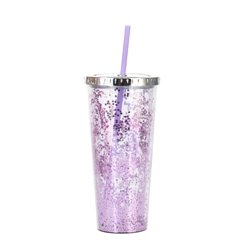 Custom Logo Shiny Sequin Straw Cup | Premium Corporate Gifts and Custom Gifts