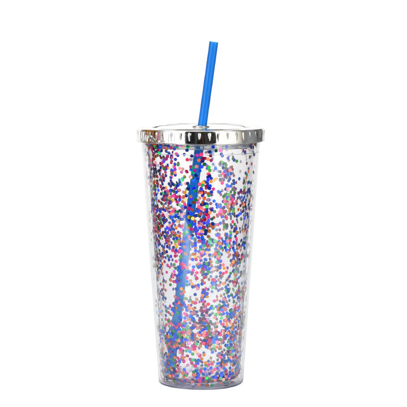 Custom Logo Shiny Sequin Straw Cup | Premium Corporate Gifts and Custom Gifts