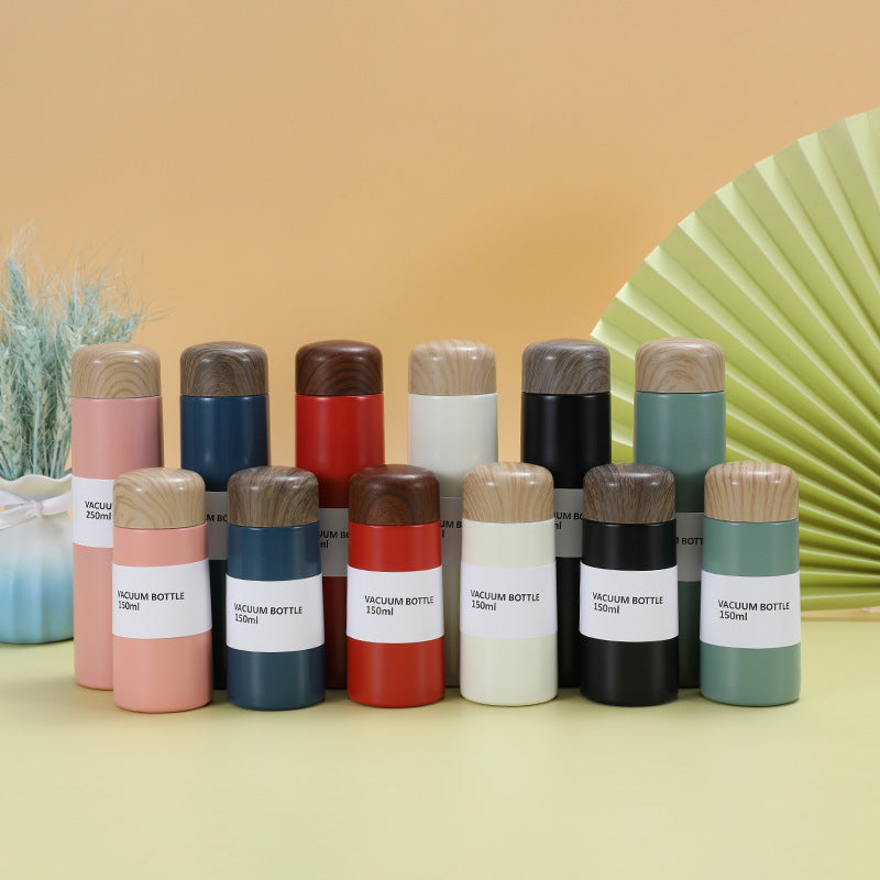 Custom Logo Wood Grain Lid Pocket Thermos Mug | Premium Corporate Gifts and Promotional Gifts