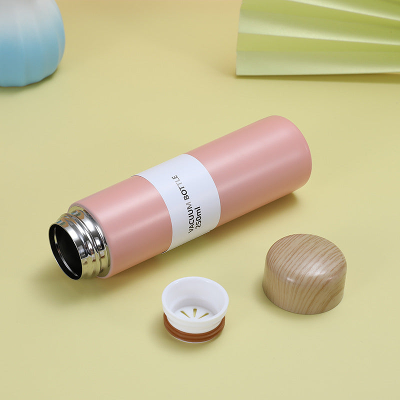 Custom Logo Wood Grain Lid Pocket Thermos Mug | Premium Corporate Gifts and Custom Gifts