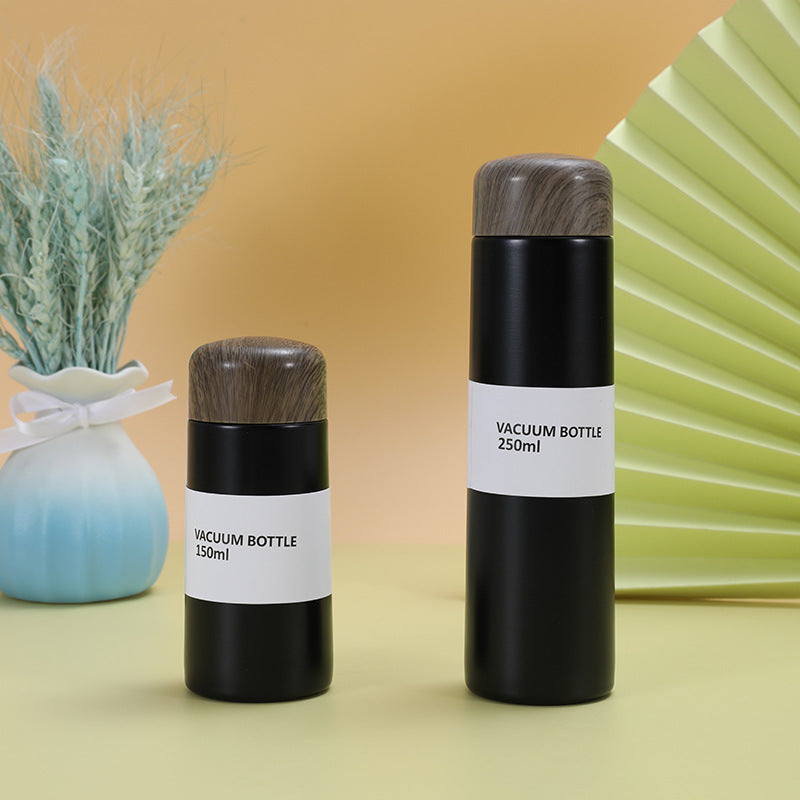 Custom Logo Wood Grain Lid Pocket Thermos Mug | Premium Corporate Gifts and Custom Gifts