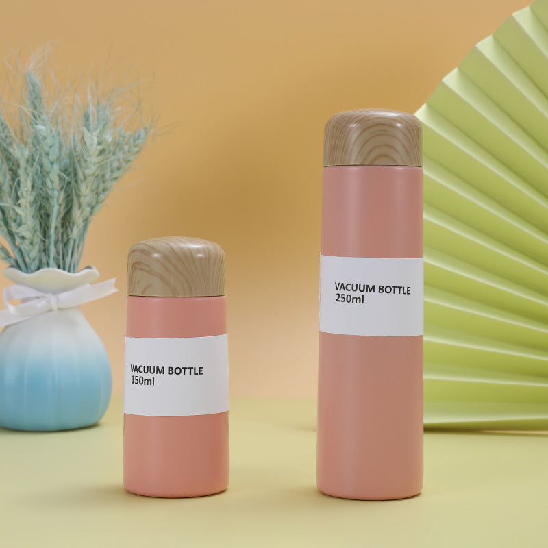 Custom Logo Wood Grain Lid Pocket Thermos Mug | Premium Corporate Gifts and Custom Gifts