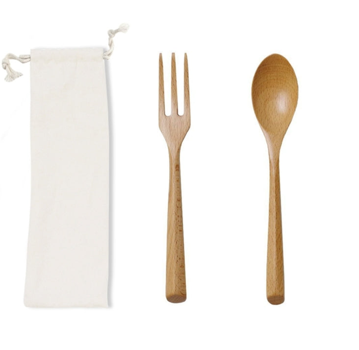 Custom Logo Eco-friendly wooden cutlery set cotton drawstring bag | Premium Corporate Gifts and Promotional Gifts